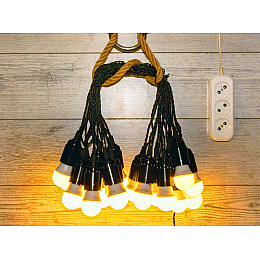 Уличная Ретро Гирлянда Для Помещения и Улицы RETRO LAMPA Винтаж 5 метров 11 ламп LED 4W (Лампа Экономка) влагозащита IP44 от 220V Пластик Матовое Желтый Цвет (50541441)