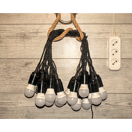 Уличная Ретро Гирлянда Для Помещения и Улицы RETRO LAMPA Винтаж 5 метров 11 ламп LED 4W (Лампа Экономка) влагозащита IP44 от 220V Пластик Матовое Желтый Цвет (50541441)
