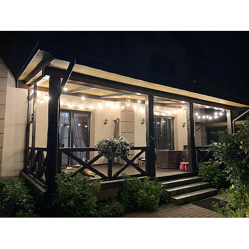 Уличная Ретро Гирлянда Для Помещения и Улицы RETRO LAMPA Винтаж 5 метров 11 ламп LED 4W (Лампа Экономка) влагозащита IP44 от 220V Пластик Матовое Желтый Цвет (50541441)
