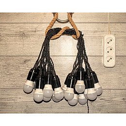 Уличная Ретро Гирлянда Для Помещения и Улицы RETRO LAMPA Винтаж 2 метра 5 ламп LED 4W (Лампа Экономка) влагозащита IP44 от 220V Пластик Матовое Белый Цвет (20542441)