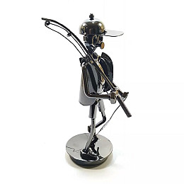 Фигурка техно-арт No Brand Рыбак с рыбой 20х14х8 см Черный (DN20166)