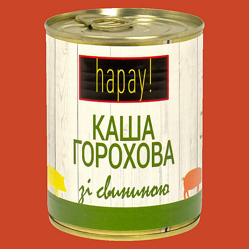 Каша горохова Hapay зі свининою з/б 340г Zdorovo (HAP-8063)