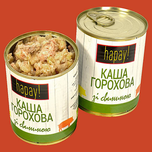 Каша горохова Hapay зі свининою з/б 340г Zdorovo (HAP-8063)