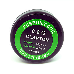 Комплект спиралей PREBUILT Clapton Coil 0.8 10 шт Ом (bs065-hbr)