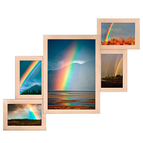 Настінна фоторамка Лесенка Бежева 62*50 см на 5 фото Sabefet T-FX30204