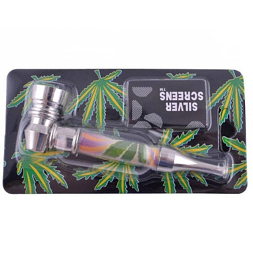 Трубка курительная металлическая HM №HL-YD038-3 Конопля (do270-hbr)