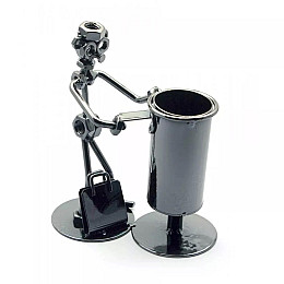 Фигурка техно-арт подставка под ручки и визитки No Brand Интерес 16,5х14,5х7 см Серый (DN25068)