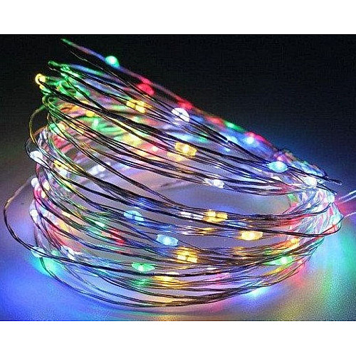 Светодиодная гирлянда нить Lampiki Капли росы на 100 Led электрическая мультицвет