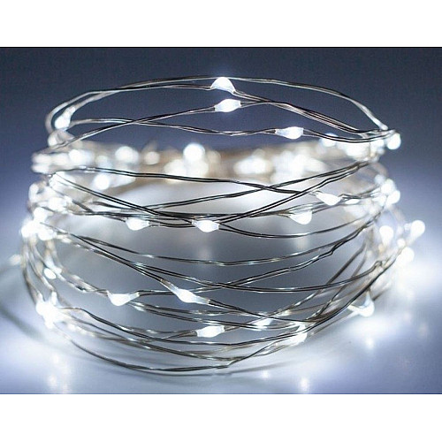 Светодиодная гирлянда нить Lampiki Капли росы на 100 Led электрическая белая