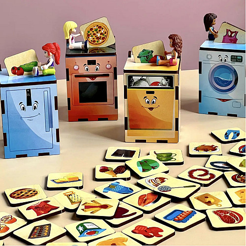 Дерев'яна настільна гра "Побутова техніка" Ubumblebees ПСД001 PSD001 сортер-комодик