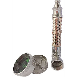 Гріндер для подрібнення тютюну + трубка Lighter №YD-486 Silver Gold (10844-hbr)
