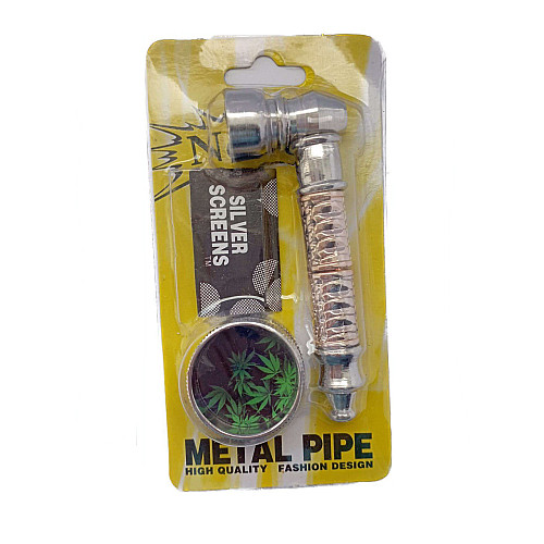 Гріндер для подрібнення тютюну + трубка Lighter №YD-486 Silver Gold (10844-hbr)