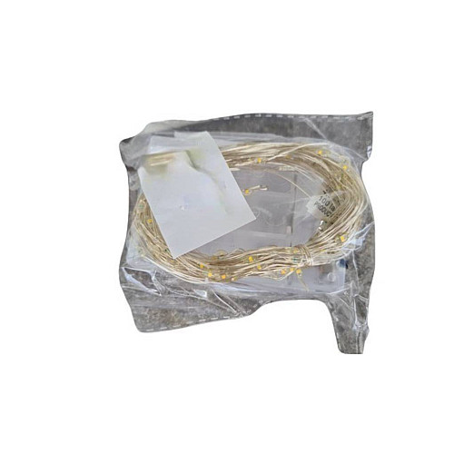 Светодиодная гирлянда нить на батарейках Lampiki Капли росы на 100 Led 10 м Белая теплая