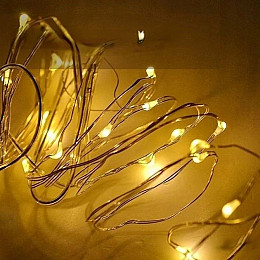 Светодиодная гирлянда на батарейках Lampiki Капли росы на 50 Led 5 м Белая теплая