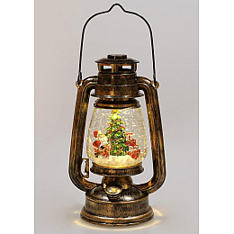 Новогодний декоративный фонарь Santa с подарками 15.2х11.5х26 см с LED подсветкой подвесной BonaDi Разноцветный DP43200