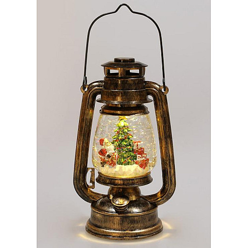 Новогодний декоративный фонарь Santa с подарками 15.2х11.5х26 см с LED подсветкой подвесной BonaDi Разноцветный DP43200