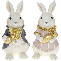 Парочка Пасхальных Кроликов 12х10.5х25 см BonaDi Разноцветный DP186285