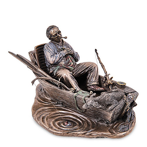 Cтатуэтка колекційна Рибак у човні Veronese 22х10х16 см Коричневий AL229085