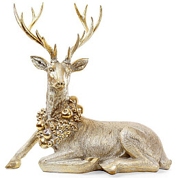 Фигура для новогоднего декора большой олень с венком 74,8х38,3х71,9 см BonaDi Золотой DP42819