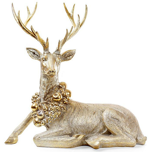Фигура для новогоднего декора большой олень с венком 74,8х38,3х71,9 см BonaDi Золотой DP42819
