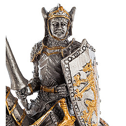 Настільна міні фігурка Лицар на коні 12.5 см Veronese Сріблястий AL229102