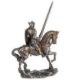 Настільна міні фігурка Лицар на коні 12.5 см Veronese Сріблястий AL229102