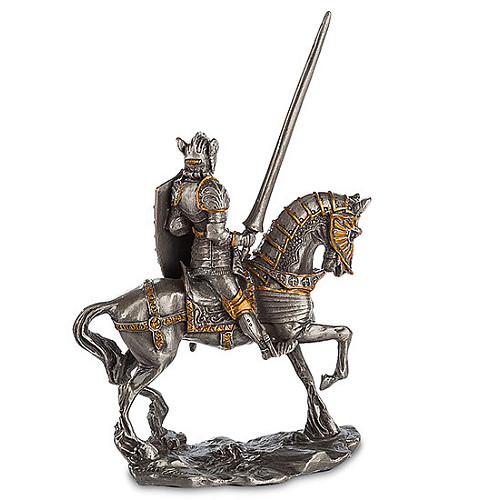 Настільна міні фігурка Лицар на коні 12.5 см Veronese Сріблястий AL229102