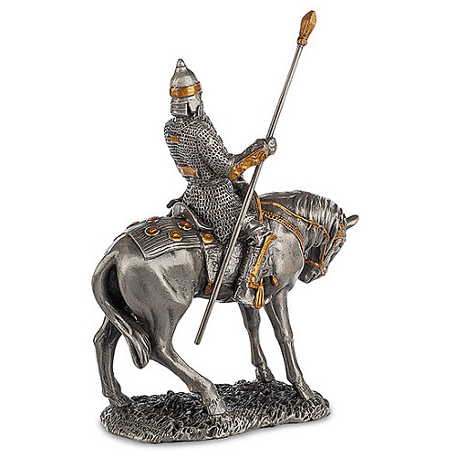 Настільна міні фігурка Воїн на коні 8,5x3,5x10 см Veronese Сріблястий AL229106