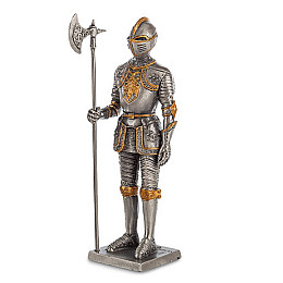 Настільна міні фігурка Лицар з алебардою 3,5x3x10,5 см Veronese Сріблястий AL229112