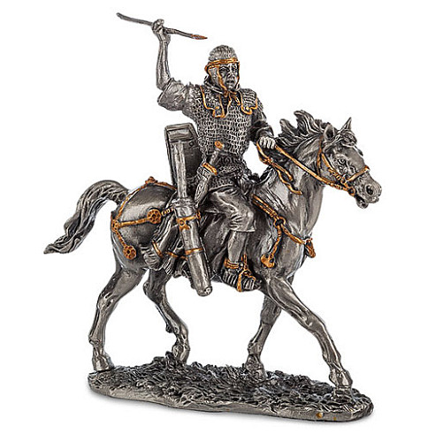 Настільна міні фігурка Воїн на коні 10х9.5 см Veronese Сріблястий AL229118