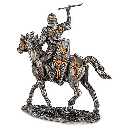 Настільна міні фігурка Воїн на коні 10х9.5 см Veronese Сріблястий AL229118