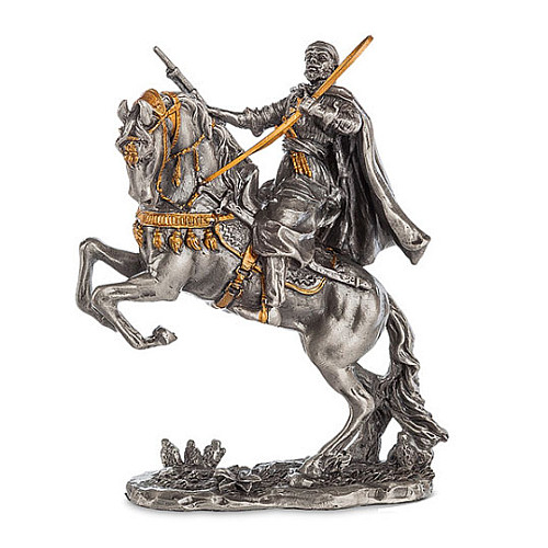 Настільна міні фігурка Воїн на коні 10х8 см Veronese Сріблястий AL229120