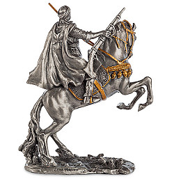 Настільна міні фігурка Воїн на коні 10х8 см Veronese Сріблястий AL229120