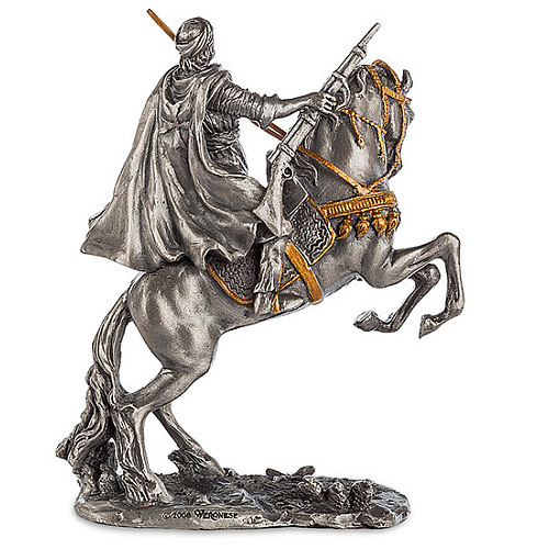 Настільна міні фігурка Воїн на коні 10х8 см Veronese Сріблястий AL229120
