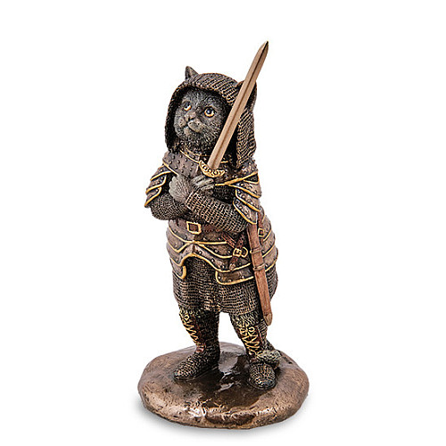 Інтер'єрна фігурка Пусилот котячий рицар 14 см Veronese Коричневий AL229312