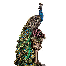 Інтер'єрна статуетка Павлін 34х10х10 см настільна Veronese Різнокольорова AL229443