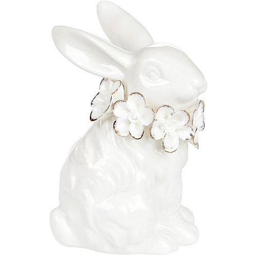 Набор 2 статуэтки Зайчик с цветочками 7.6х6.2х10.5 см BonaDi Белый DP42447