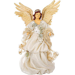 Статуэтка Christmas White Angel с цветами 29х18х41 см BonaDi Разноцветный DP231183