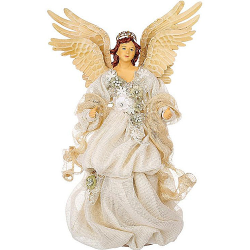 Статуэтка Christmas White Angel с цветами 29х18х41 см BonaDi Разноцветный DP231183