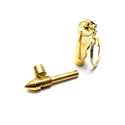 Трубка курительная No Brand Пуля 7х1.5х1.5 см Золотистый (DN26623)