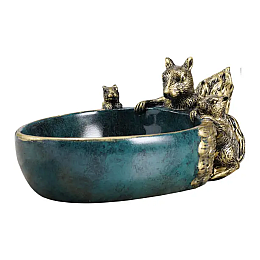 Ключница миска для мелочей и конфет No Brand Белочки 7.5х13х22 см Зеленый (2426891977)