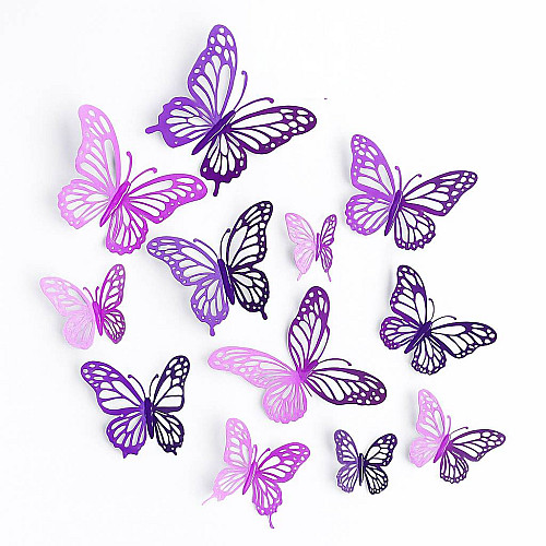 Набор украшений 3D бабочек для торта и интерьера Urbankit 12 шт Фиолетовый (Butterfly12)