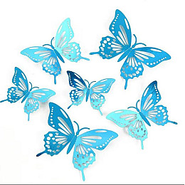 Комплект украшений для праздничных десертов и декора Urbankit 3D бабочки 8/10/12 см 12 шт Синий (Dekor12)