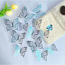 Комплект украшений для праздничных десертов и декора Urbankit 3D бабочки 8/10/12 см 12 шт Синий (Dekor12)