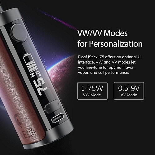 Набор электронная сигарета Eleaf iStick i75 75W 3000 mAh with Ep Pod Tank 2 мл Kit Brown (15780-hbr)
