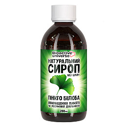 Сироп гинкго билоба для улучшения кровообращения и работы мозга Bioactive universe 200 мл (hub_r610l4)