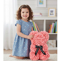 Мишка из роз No Brand 3D Teddy Flower 25 см Розовый (2104618700)