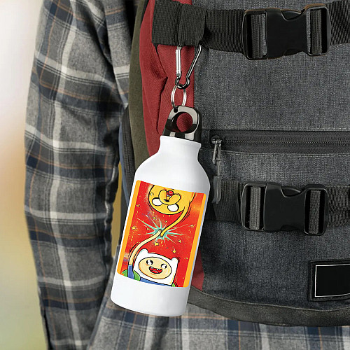 Фляга No Brand Время приключений с Финном и Джейком 500 мл Белый (flyaga-mylt-01)