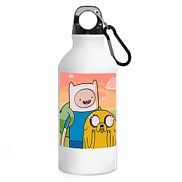 Фляга No Brand Время приключений с Финном и Джейком 500 мл Белый (flyaga-mylt-2)