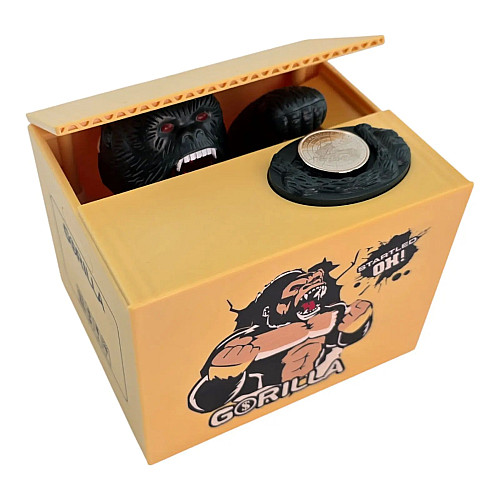 Интерактивная копилка No Brand Gorilla 12x10x9 см Бежевый (DN36743)